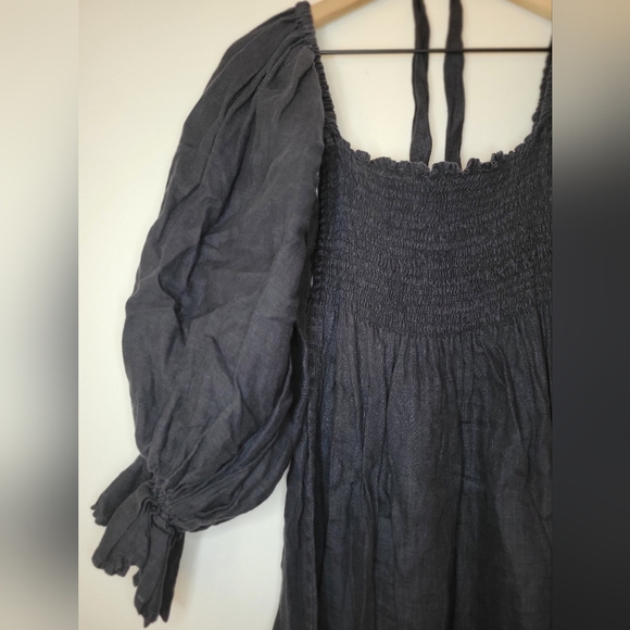 Sleeper Atlanta dress in Black with puffed sleeves and smocked bodice, sz m - Picture 10 of 13